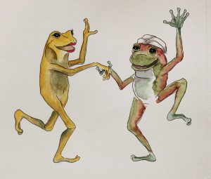 Coco and Indy dancing, Frogs and from trubles (Rege ali žabje frke) by Peter Andrej